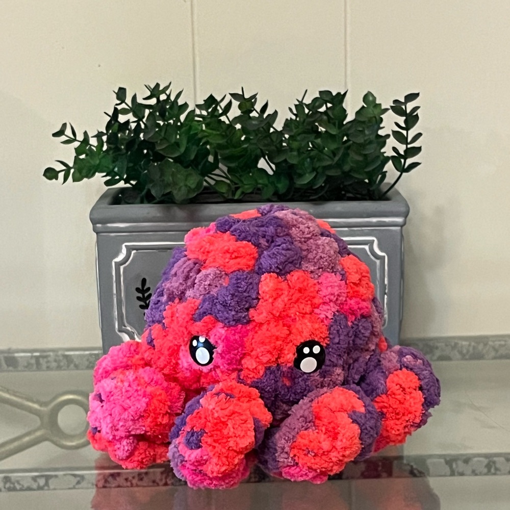 Bright Pink and Purple Octopus Handmade Crocheted